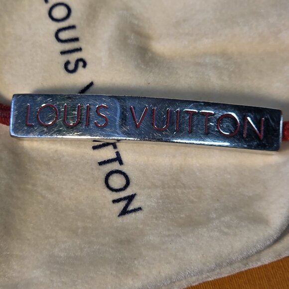 Louis Vuitton Adjustable Bracelet Space Lv M67418 Red W/ Cover & Box - Picture 3 of 9